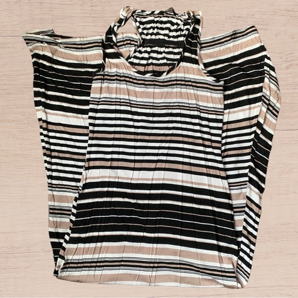 NWOT Netural Print Maxi Dress Spring Brown Stripe XSMALL - Picture 4 of 10